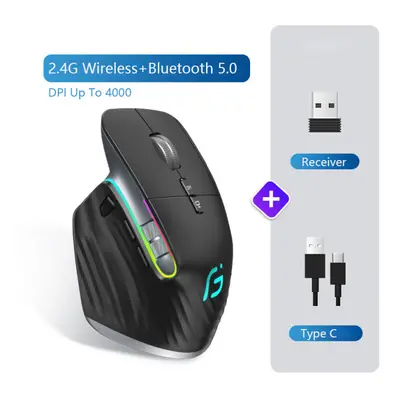 (2.4g Bluetooth Black) Multi-Device Wireless Mouse Bluetooth 5.0 & 3.0 Mouse Wireless Portable O