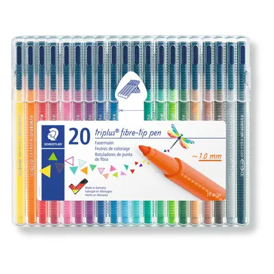 323 SB20 Triplus Colour Fibre-Tip Pens, 1.0mm - Assorted Colours (Pack of 20)