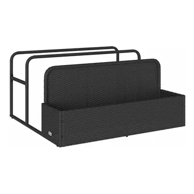 vidaXL Poolside Float Storage Black 110x100x57 cm Poly Rattan poolside storage