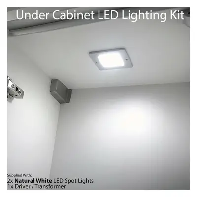 2x 5W LED Spotlight & Driver Kit Kitchen Cabinet Panel Light NATURAL WHITE