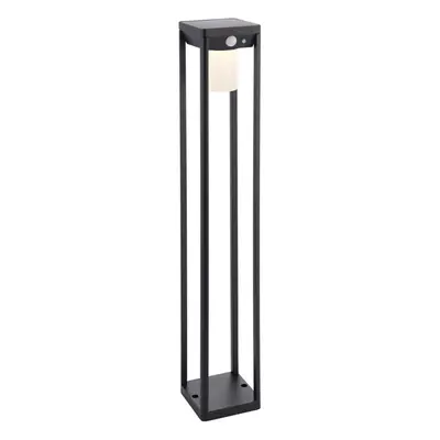 600mm Solar Powered Outdoor Bollard Post Light - Textured Black & White Diffuser