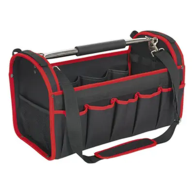 500 x x 295mm Open Tool Bag - RED Multiple Pocket Rigid Base & Carry Handle