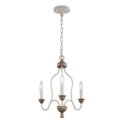 3 Bulb Chandelier Hanging Pendant LIght Chalk Washed/Beachwood LED E14 60W Bulb