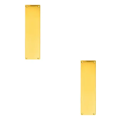 2x Plain Victorian Door Finger Plate x 73mm Polished Brass Push Plate