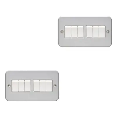 2 PACK Gang Multi Light Switch Way 10A HEAVY DUTY METAL CLAD - White Rocker