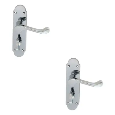 2x PAIR Victorian Upturned Lever on Bathroom Backplate x 42mm Chrome