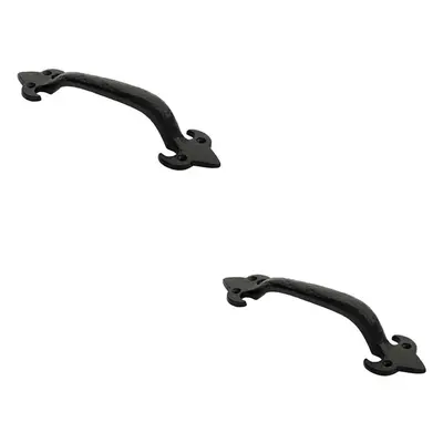 2x Traditional Forged Iron Pull Handle x 56mm Black Antique Door Handle