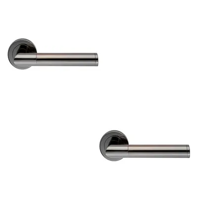 2x PAIR Sectional Round Bar Handle on Round Rose Concealed Fix Black Nickel