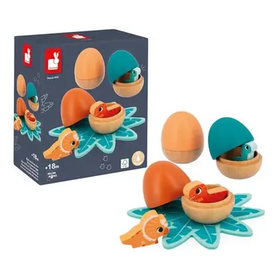 Surprise Baby Dinosaur-Hiding Eggs-Pull Open-FSC Wooden Toy-18 Months +, J05834, Multicolor