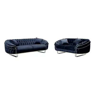 (Black) Royal Modern Design Plush Velvet 3+2 Sofa Set