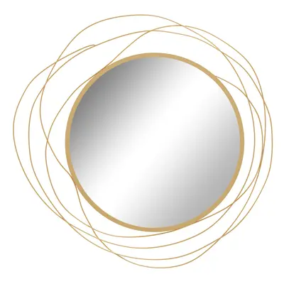 HOMCOM Metal Wall Art 65cm Round Mirror for Living Room Dining Room Gold Tone