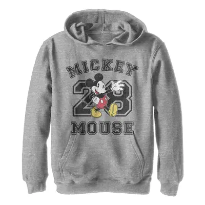 Disney Boy's Mickey Mouse Collegiate Hoodie Athletic Heather Large