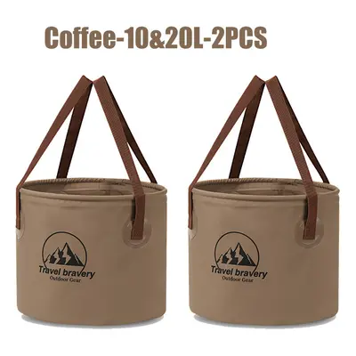 (Coffee-10L-20L) Travel Camping Folding Bucket Multipurpose Water Storage Bag Portable Multi-fun