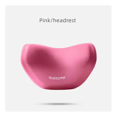 (Pink-headrest) Universal Car Office Chair Waist Back Support Cushion 3D Memory Cotton