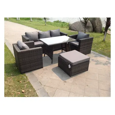 Fimous Lounge Rattan Sofa Dining Table Set Garden Furniture Outdoor