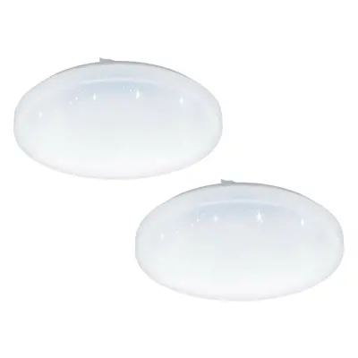 2 PACK Wall Flush Ceiling Light White Shade White Plastic & Crystal Effect LED