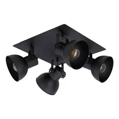 Adjustable Bulb Ceiling Spotlight Black Industrial Steel Shade 40W E27