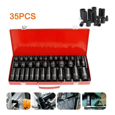 35X Impact Socket 1/2" inch Deep Tool Set Metric Garage Workshop Hi