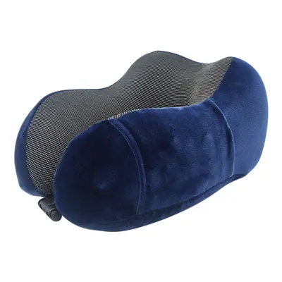 (Navy) U Shaped Memory Foam Neck Soft Travel Pillow Solid Relieve Pressure