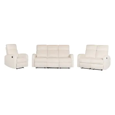 Velvet Electric Recliner Living Room Set White VERDAL