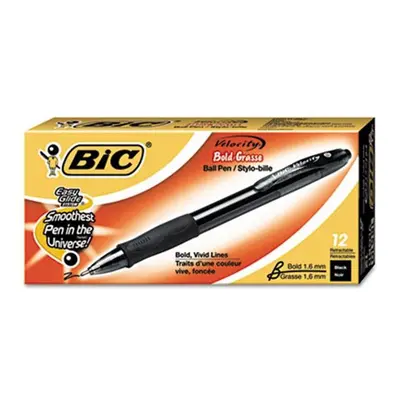 Bic VLGB11-BK Velocity Ballpoint Retractable Pen Black Ink Bold Dozen