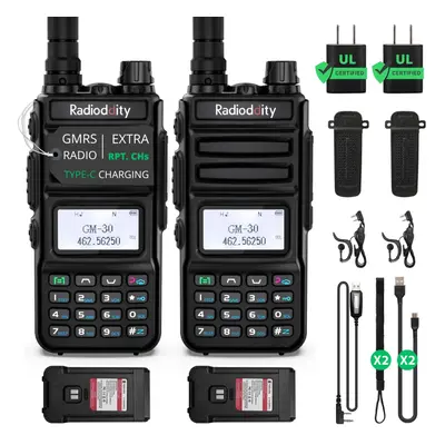 2 Pack Radioddity GM-30 GMRS Handheld Radio 5W Long Range Two Way Radio for Adults GMRS Repeater