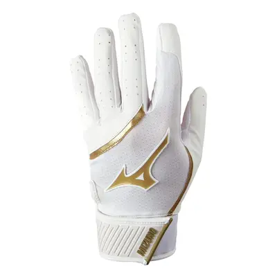 Mizuno MVP Youth Baseball Batting Glove White-Gold Small