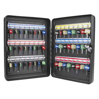 Barska Wall Mount Adjustable Cabinet with Colorful Tag Labels Key Lock Box Position Black