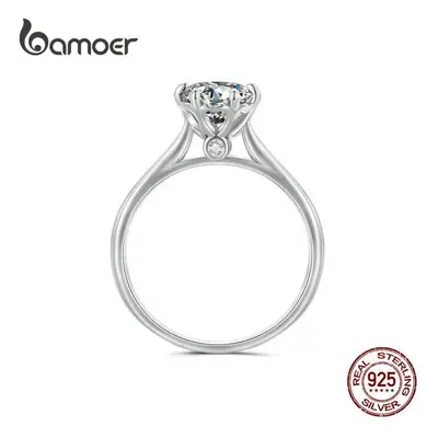 (7) Bamoer 1.0ct Round Moissanite Ring D Color Vvs1 Ex Lab Diamond Band For Women Sterling Silve