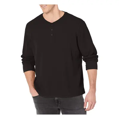 Wrangler Authentics Men's Long Sleeve Waffle Henley Caviar Small