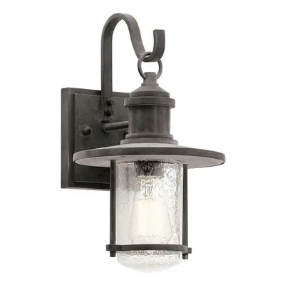 Outdoor IP44 Bulb Wall Light Lantern Weathered Zinc LED E27 100W d01774