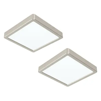 2 PACK Ceiling Light Satin Nickel 210mm Square Surface Mounted 16.5W LED 3000K