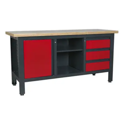 Lockable Workstation- Draw & Cupboard with Pegboard & Adjustable Shelf Storage