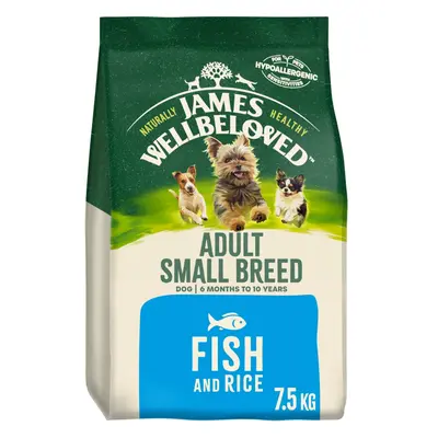 7.5kg James Wellbeloved Natural Small Breed Adult Dry Dog Food Fish & Rice