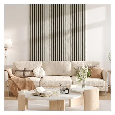 White Maple Effect Veneer Slat Design Acoustic Wall Panel 240cm x 60cm