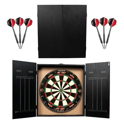 (Black) Home Darts Centre | Complete Home Dart Board Centre Including Cabinet