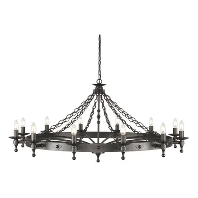 12 Bulb Chandelier Tier Hand Crafted Graphite Finish Black LED E14 60W