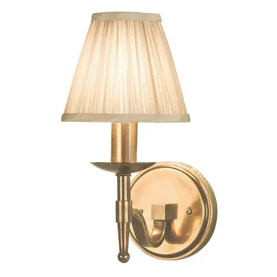 Avery Luxury Single Arm Wall Light Traditional Antique Brass & Beige Pleat Shade