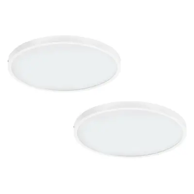 2 PACK Wall / Ceiling Light White 500mm Round Surface Mounted 25W LED 3000K