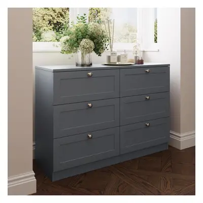 FWStyle Dark Grey Drawer Panelled Chest Of Drawers