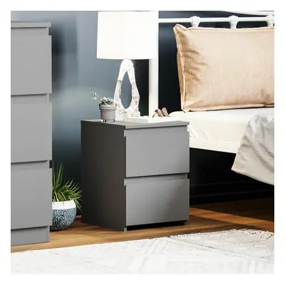 (Grey) Denver Drawer Bedside Chest Side End Cabinet