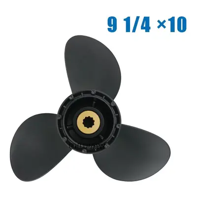 (black, China) 1/4 *10 Outboard Propeller For Suzuki Boat Motor 9.9 20hp Aluminum Alloy Spline 9