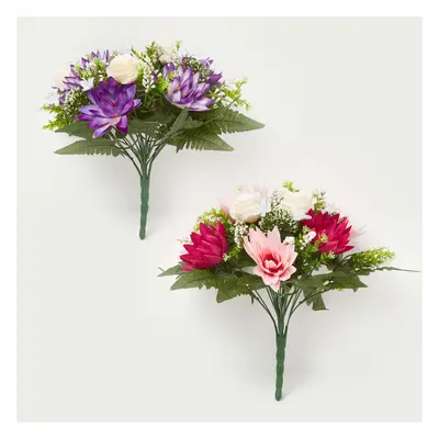 Rose & Lotus Flower Bouquet, Pink & Purple Set of