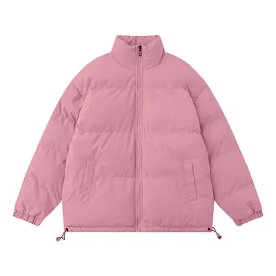 (Pink, L) Waterproof Winter Coat Y2k Solid Harajuku Puffer Jacket Men Oversized Black Bubble Coa