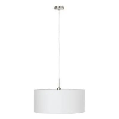 Pendant Light Colour Satin Nickel Steel Shade White Fabric Bulb E27 1x60W