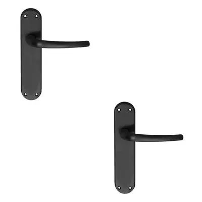 2x PAIR Slim Round Bar Handle on Shaped Latch Backplate x 40mm Matt Black