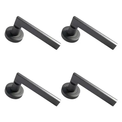 4x PAIR Straight Plinth Mounted Handle on Round Rose Concealed Fix Matt Bronze