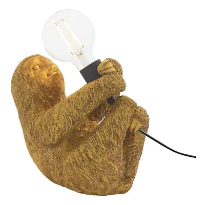 Vintage Gold Sloth Table Light - Resin Figure - Matt Black Lamp Holder