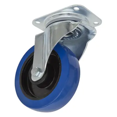 160mm Swivel Plate Castor Wheel - 46mm Tread - Non-Marking Polymer & Elastic