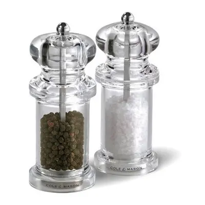 COLE & MASON Salt and Pepper Grinder Set - Clear Acrylic Mills Includes Precision Mechanisms and